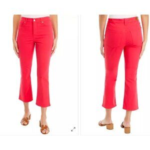 NWT Crown and Ivy Women's Hot Pink High Rise Cropped Flare Jeans Size 10